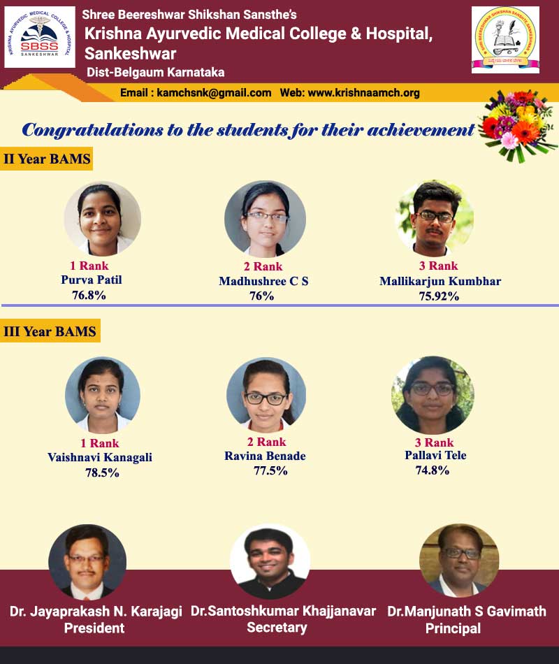 B.A.M.S Result Toppers
