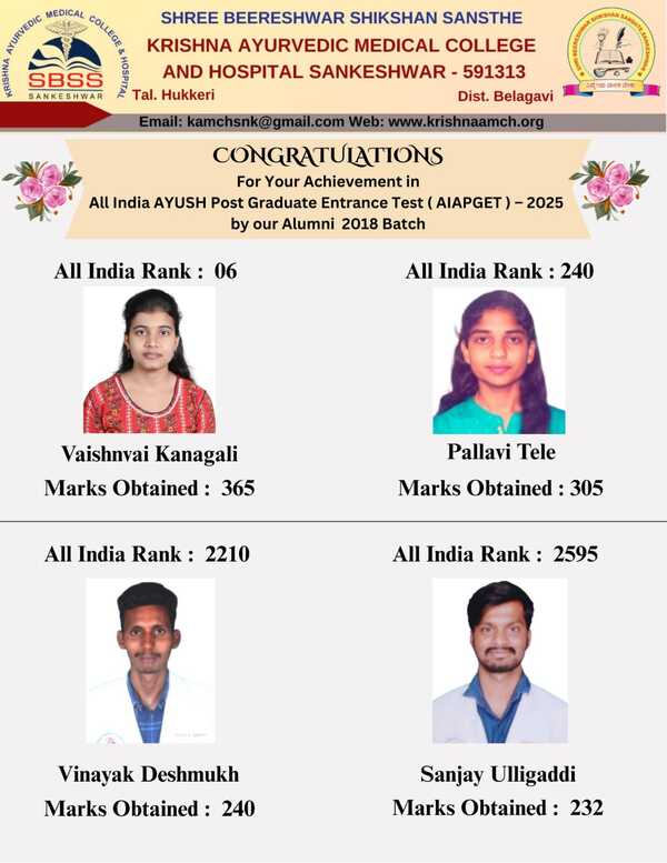 Congratulations for achievement in AIAPGET